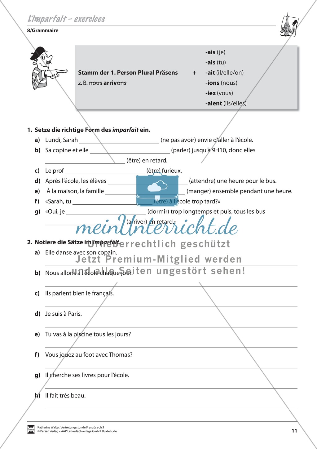 Grammatik für Anfänger: l´ imparfait- das Imperfekt Preview 2