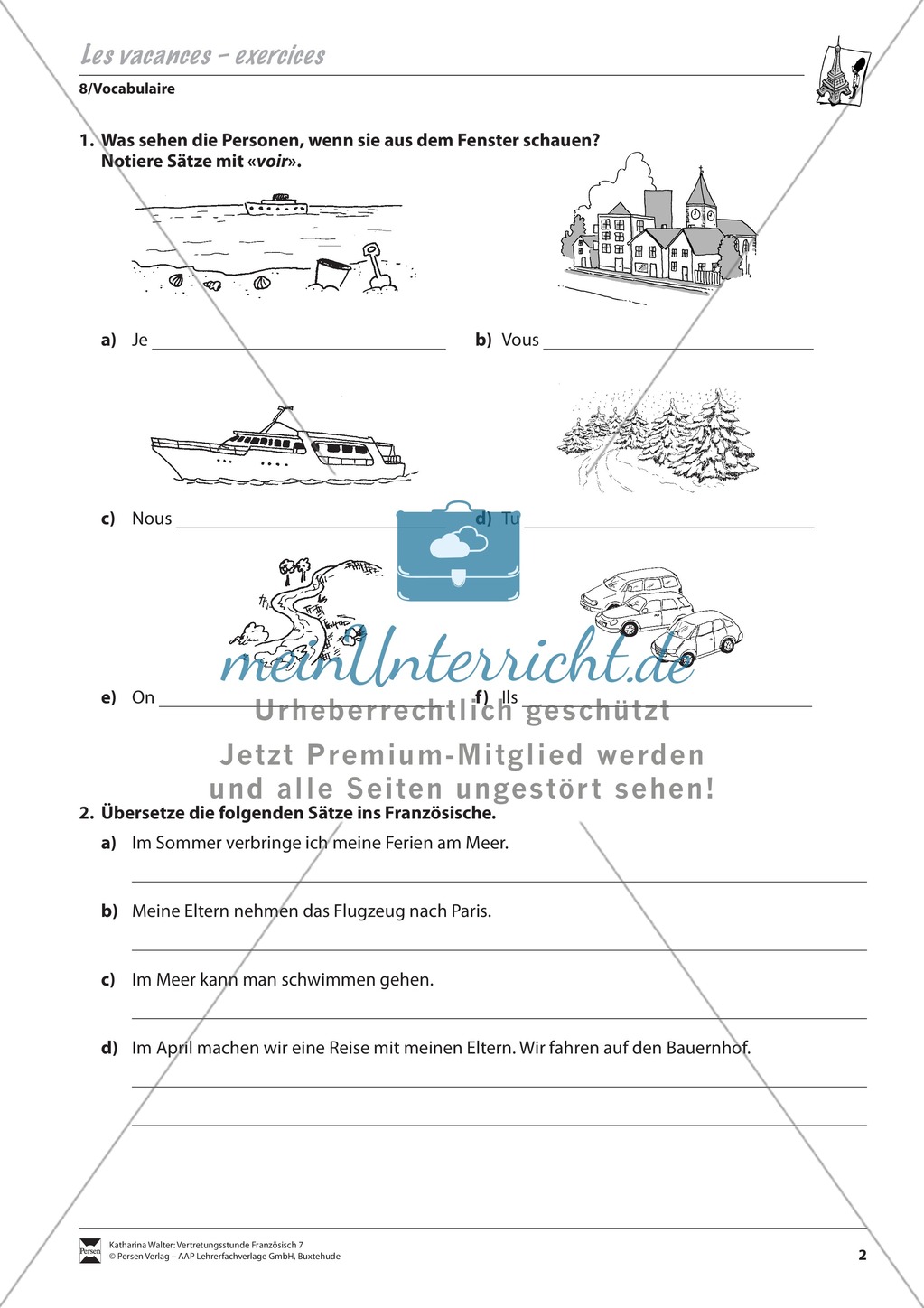 Grammatik für Anfänger: Les vacances- die Ferien Preview 2
