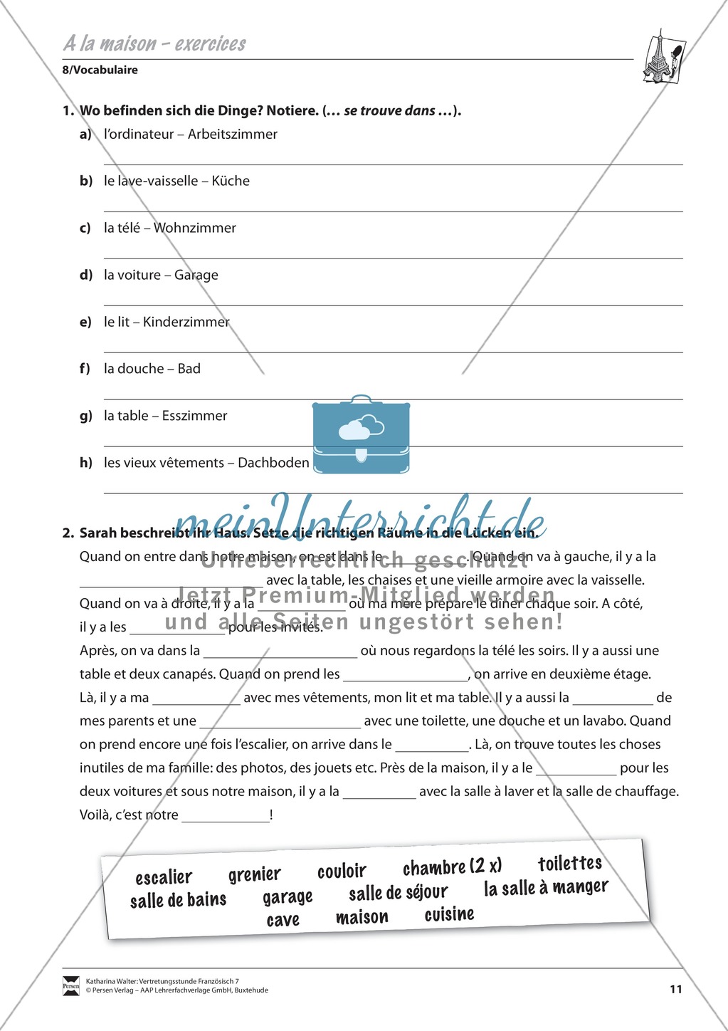 Grammatik für Anfänger: A la maison- zu Hause Preview 2