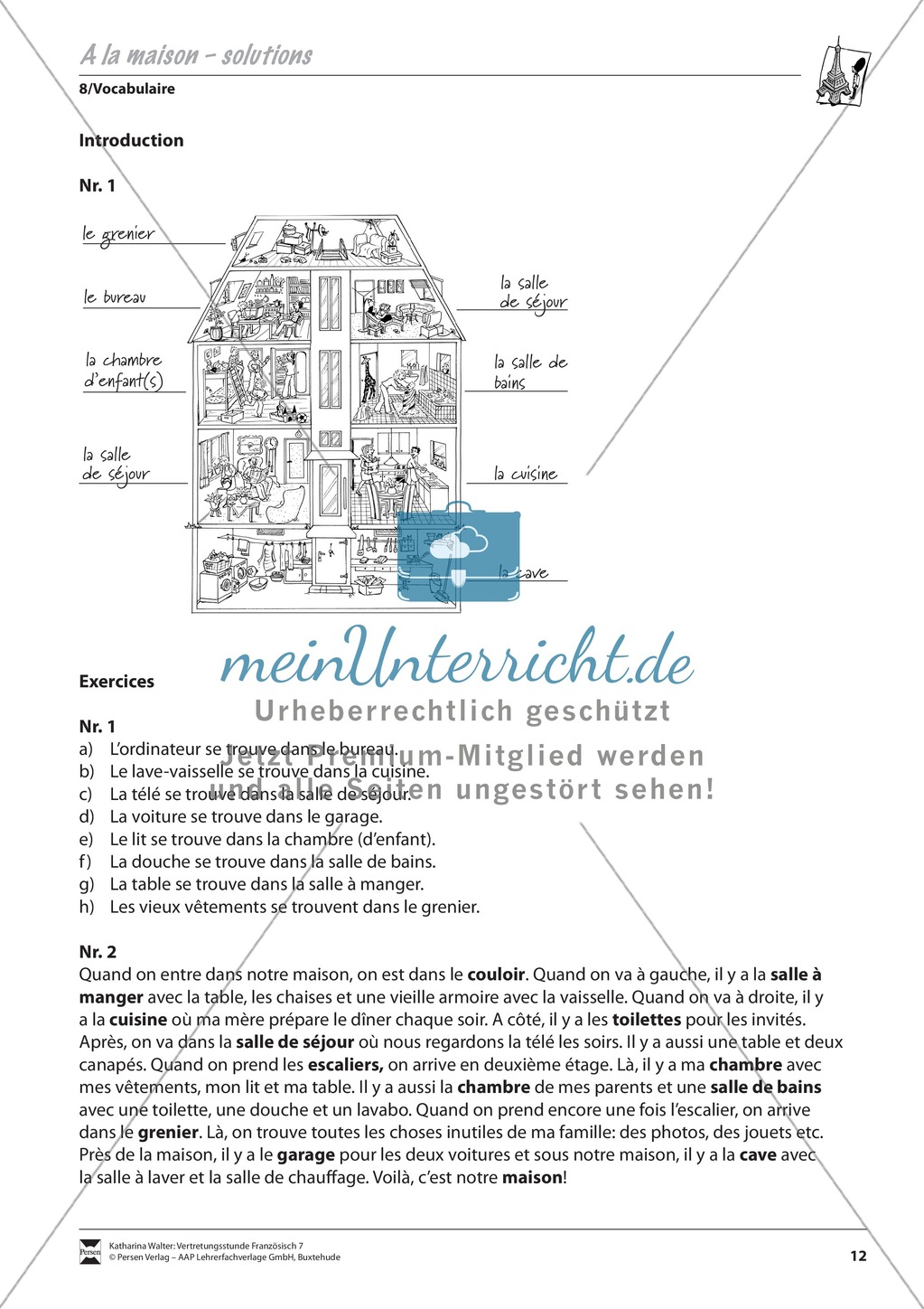 Grammatik für Anfänger: A la maison- zu Hause Preview 3