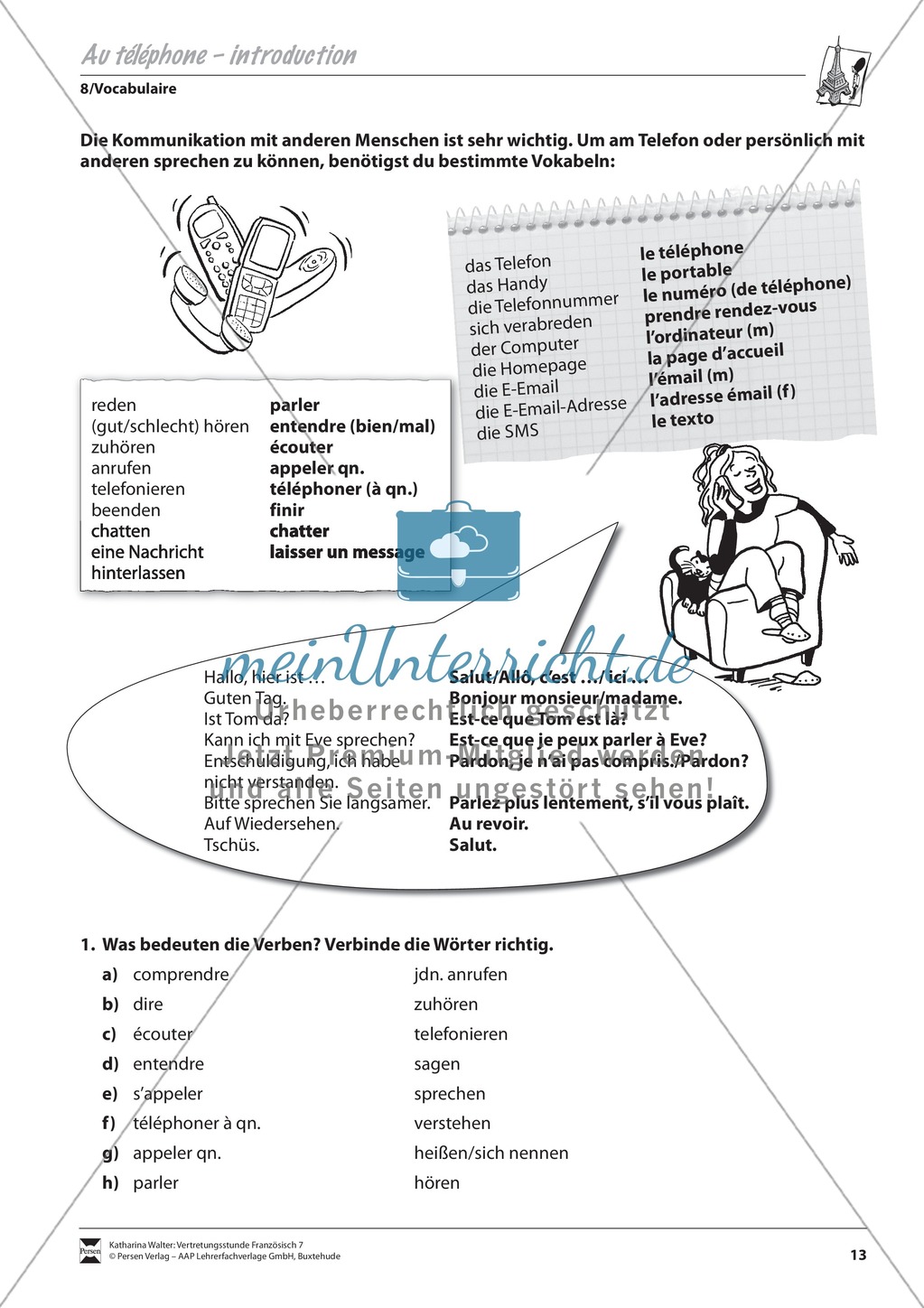 Grammatik für Anfänger: Au téléphone- am Telefon Preview 1