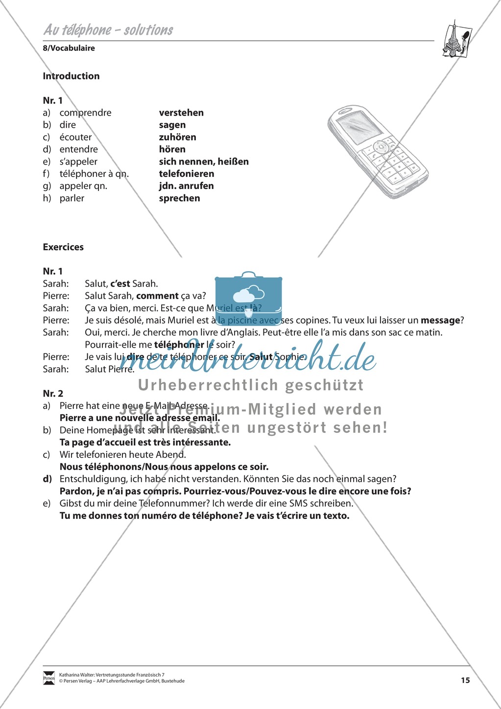 Grammatik für Anfänger: Au téléphone- am Telefon Preview 3