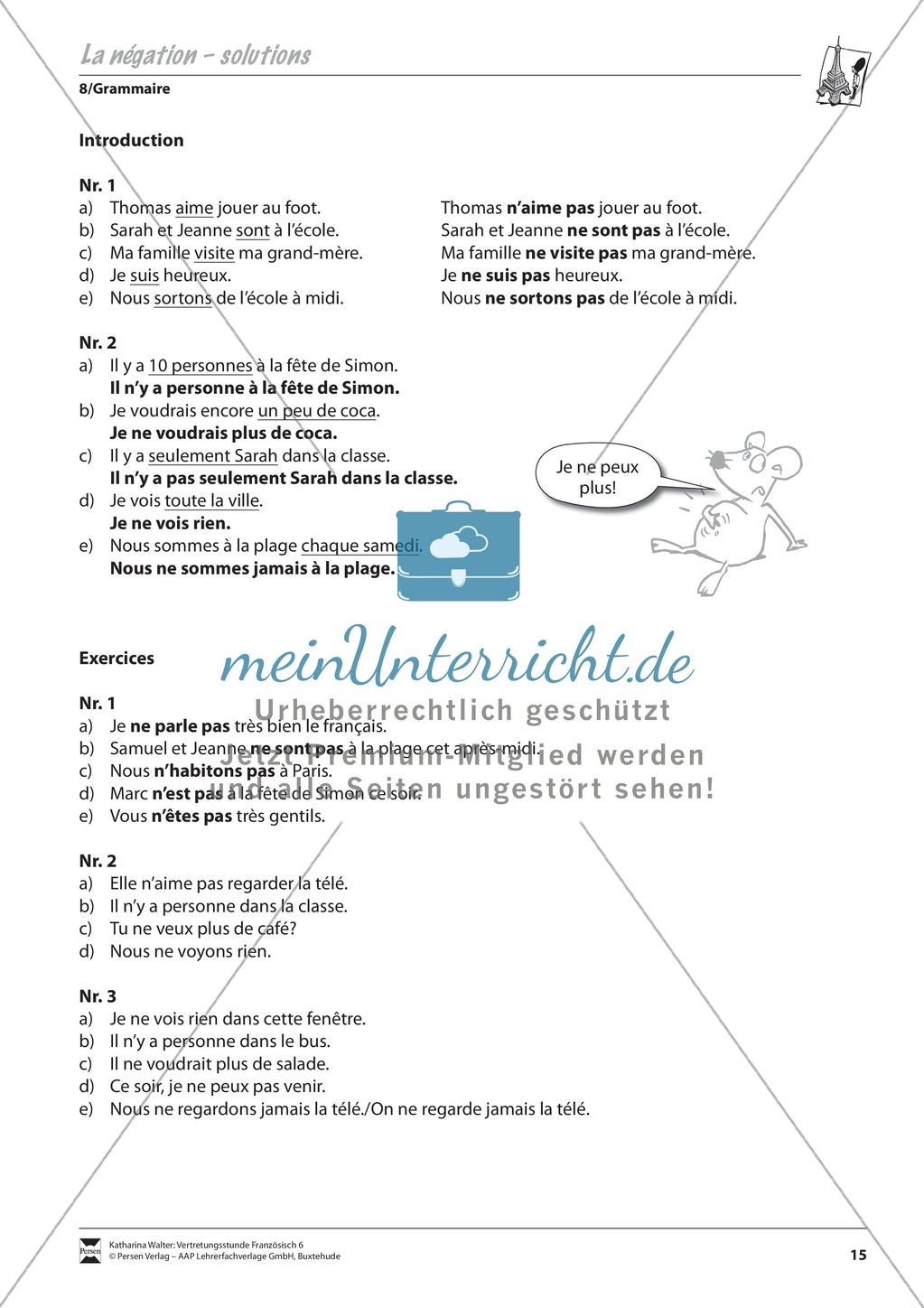 Grammatik für Anfänger: La négation- Die Verneinung Preview 3