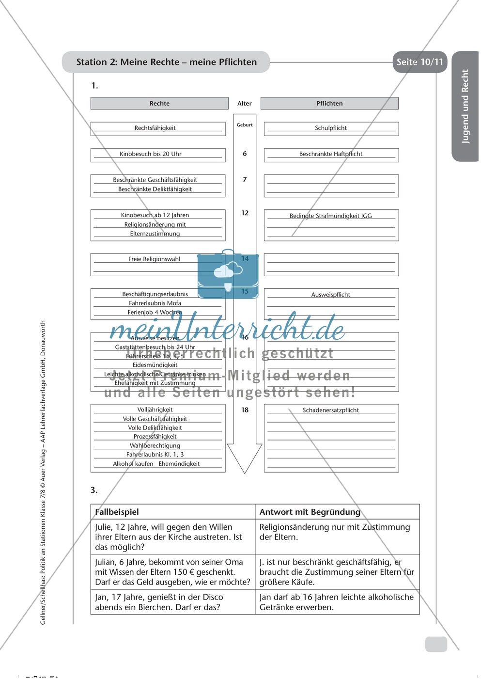 Jugend und Recht: Meine Rechte und Pflichten. Arbeitsmaterial mit Lösungen Preview 3