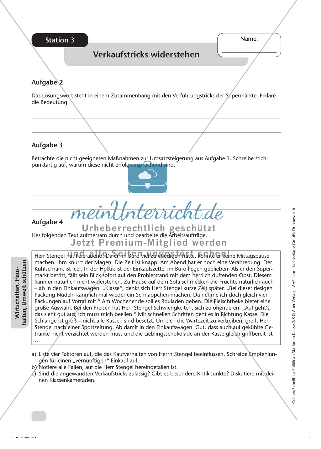 Wirtschaften, Haushalten, Umwelt schützen: Verkaufstricks widerstehen. Arbeitsmaterial mit Lösungen Preview 2