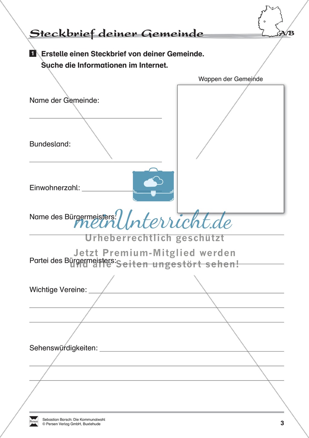 Die Kommunalwahl: Infotext und Arbeitsblätter Preview 3