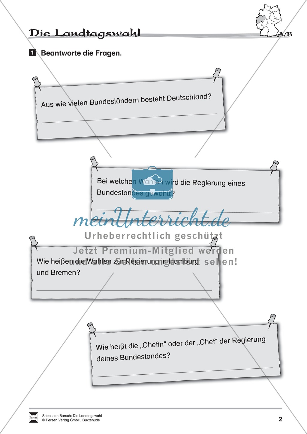 Die Landtagswahl: Infotext und Arbeitsblätter Preview 2