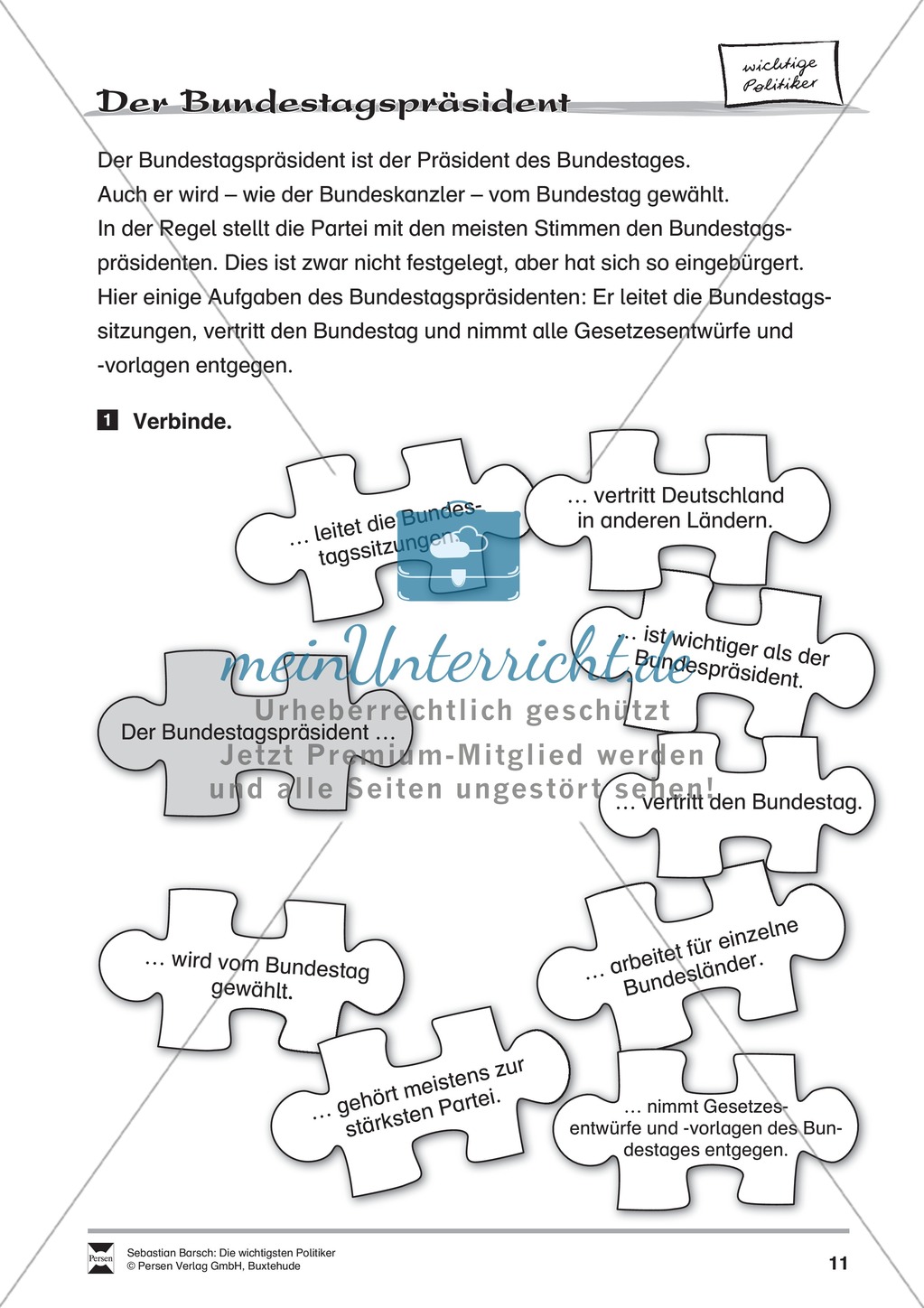 Der Bundespräsident: Infotext und Arbeitsblätter Preview 4
