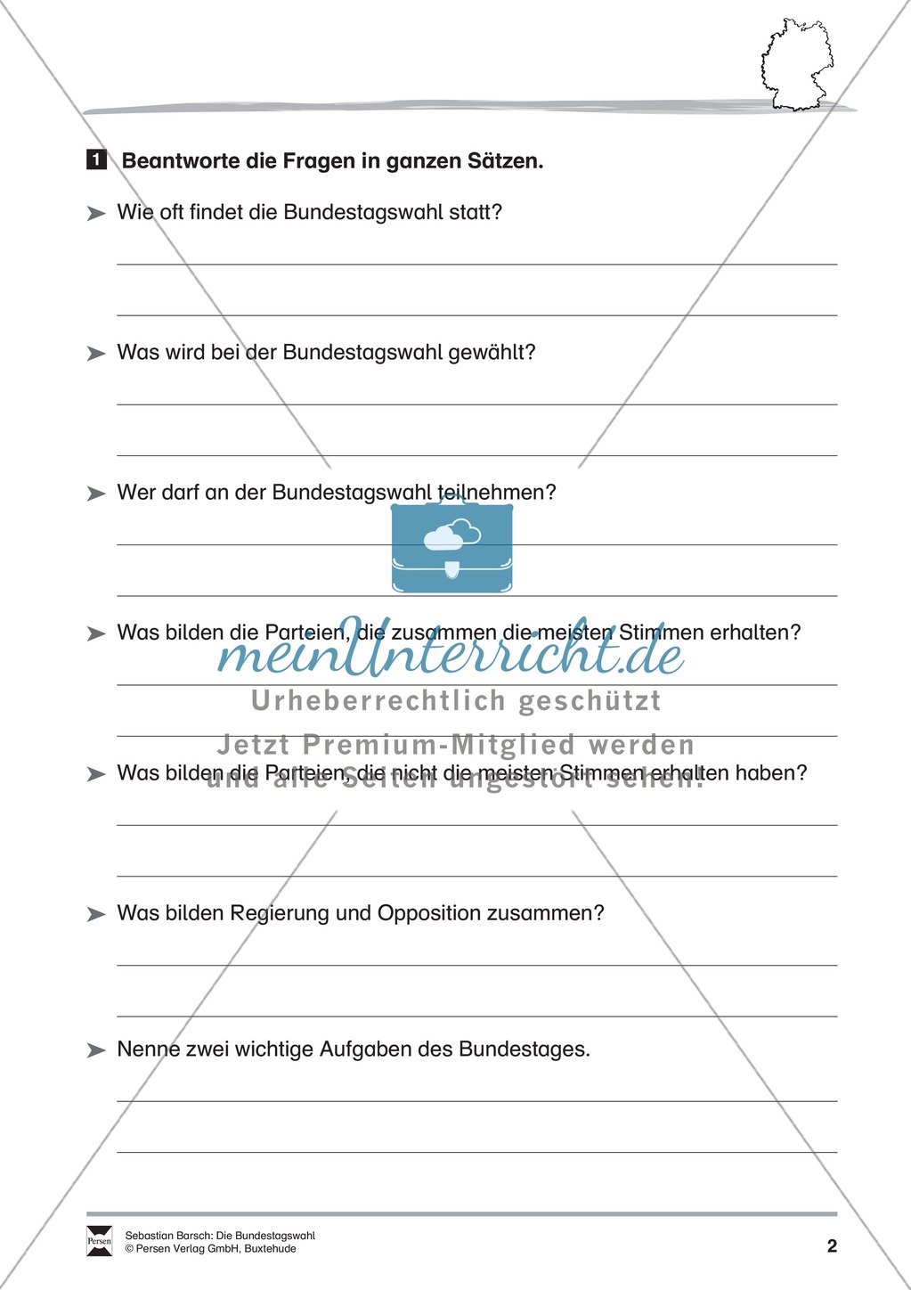 Die Bundestagswahl: Infotext und Arbeitsblatt Preview 2