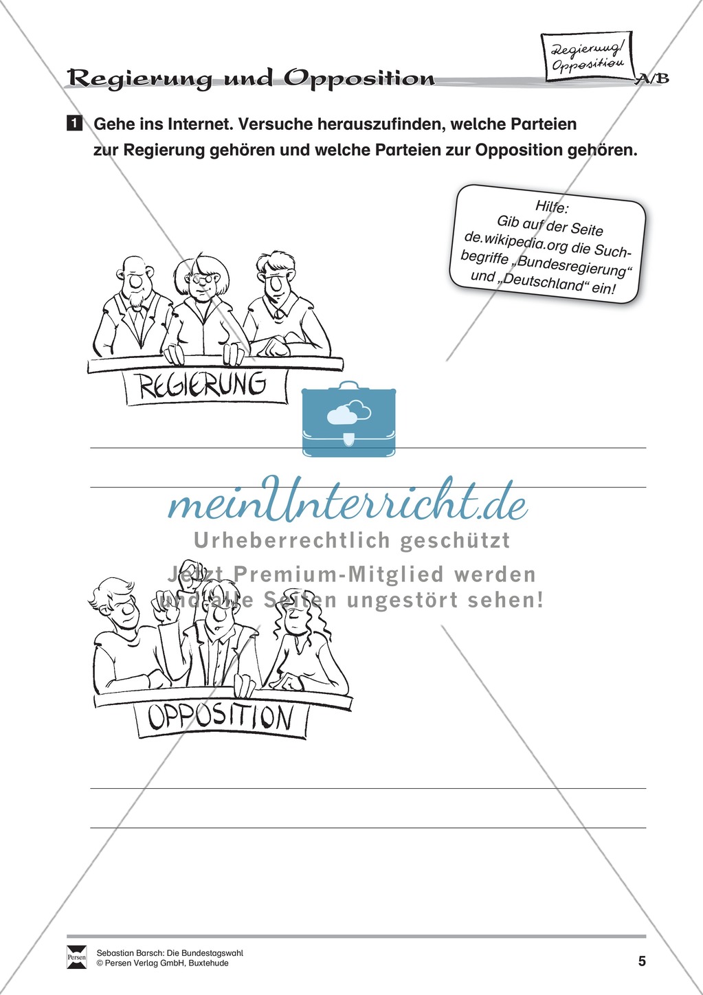 Regierung und Opposition: Infotext und Arbeitsblätter Preview 3