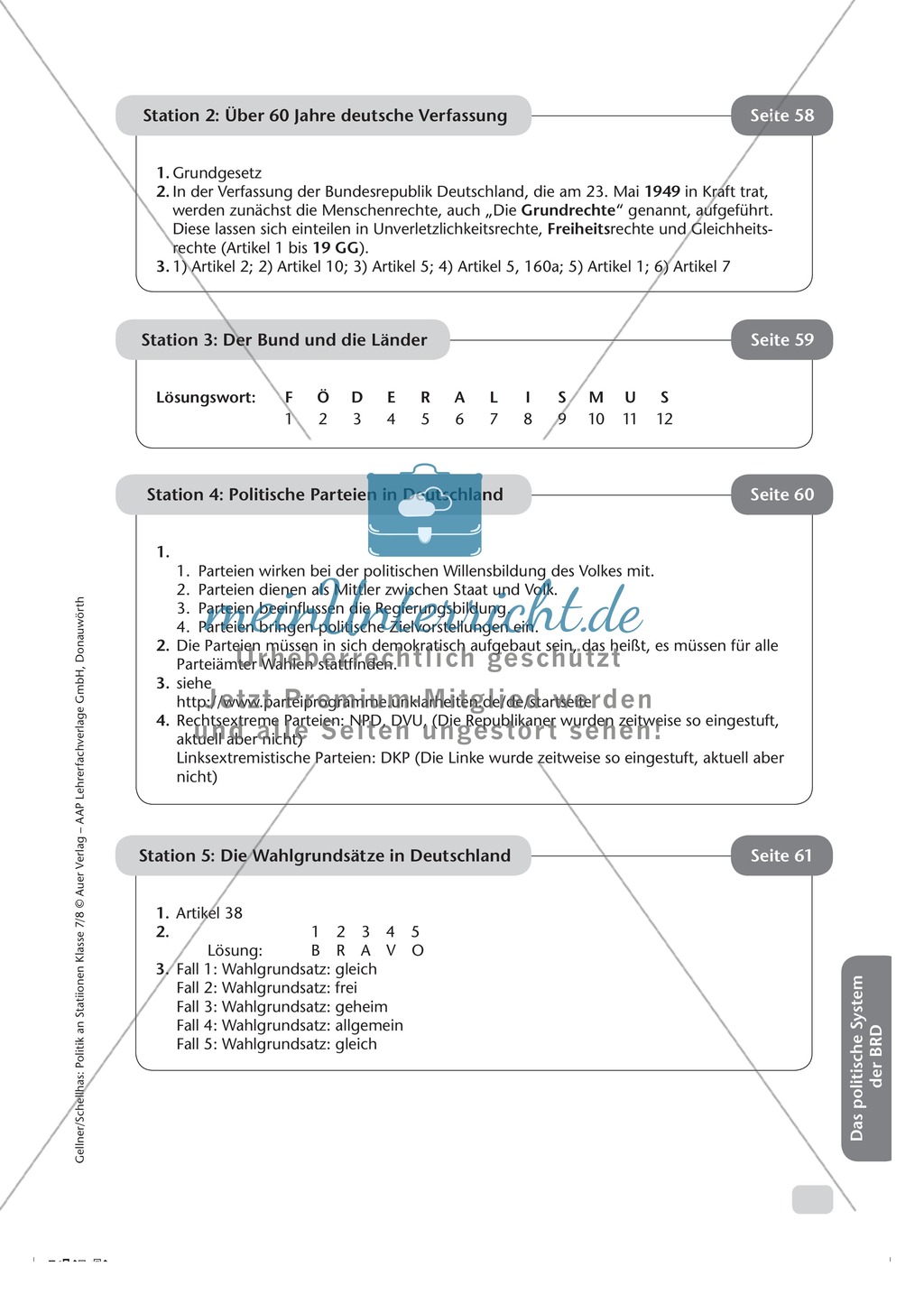 Das politische System der BRD: Grundgesetz Preview 2