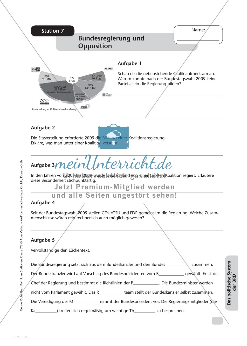 Das politische System der BRD: Bundesregierung und Opposition Preview 1