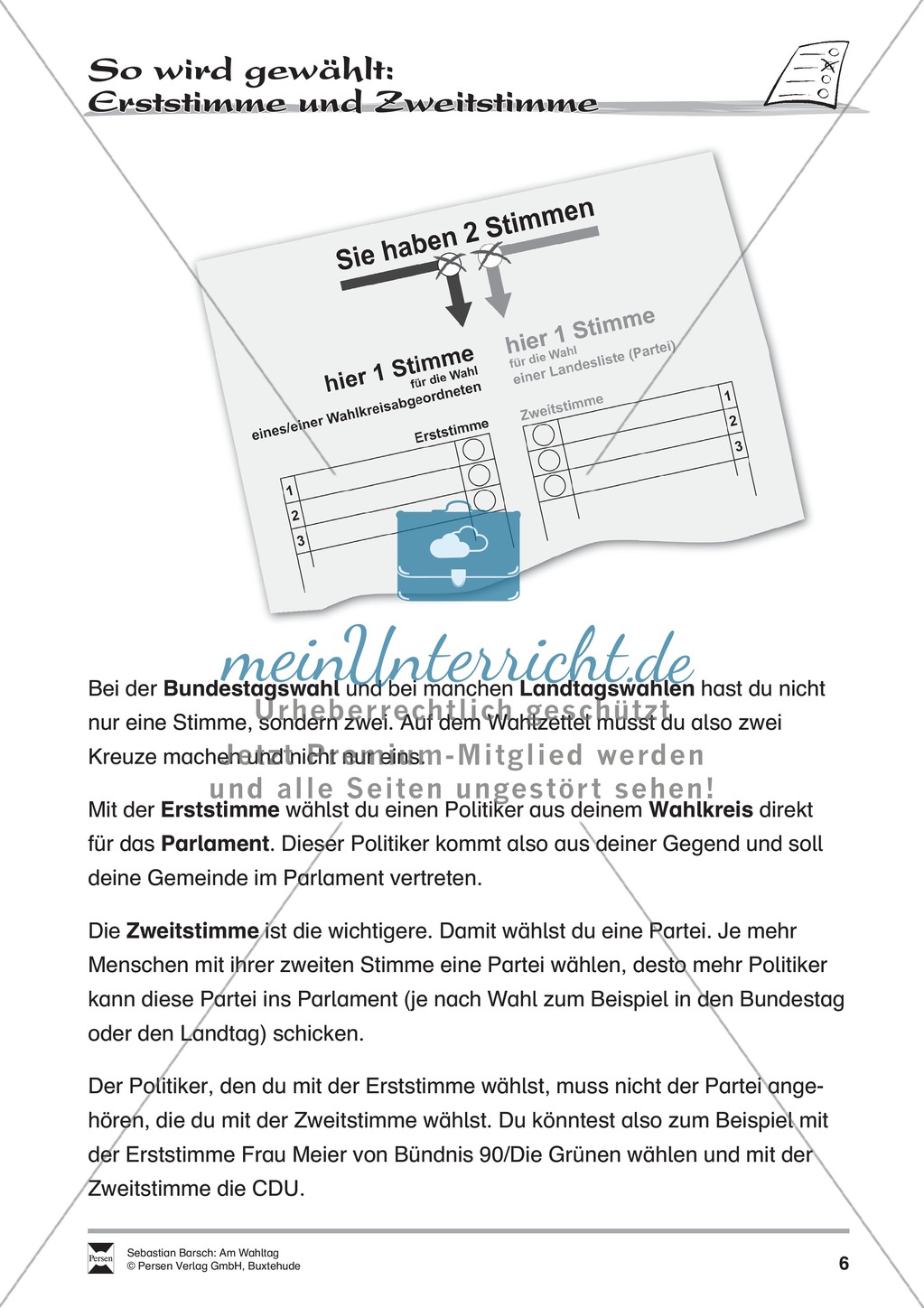 Wahlen - Am Wahltag: Infotext und Abeitsblätter Preview 6