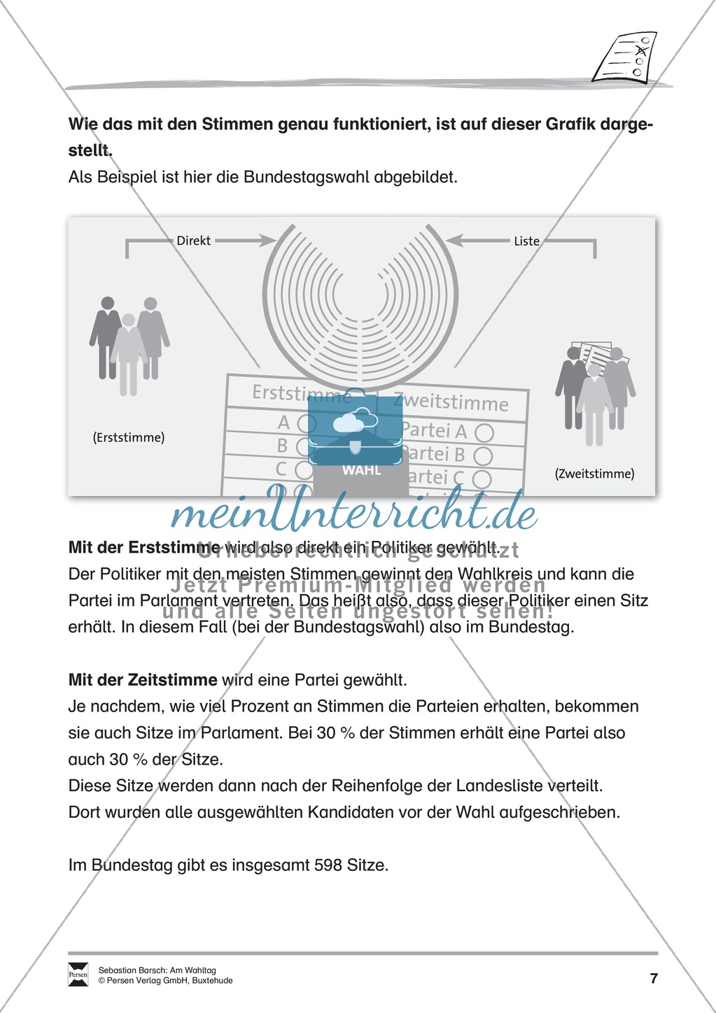 Wahlen - Am Wahltag: Infotext und Abeitsblätter Preview 7