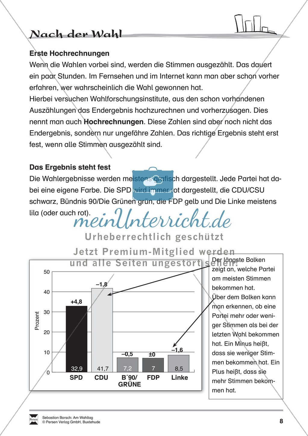 Wahlen - Am Wahltag: Infotext und Abeitsblätter Preview 8