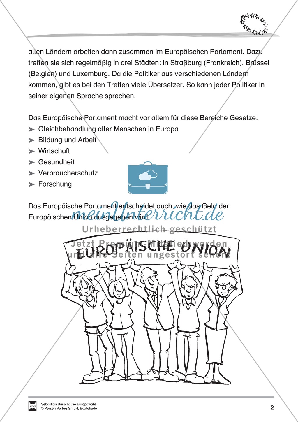 Die Europawahl: Infotext und Arbeitsblätter Preview 2