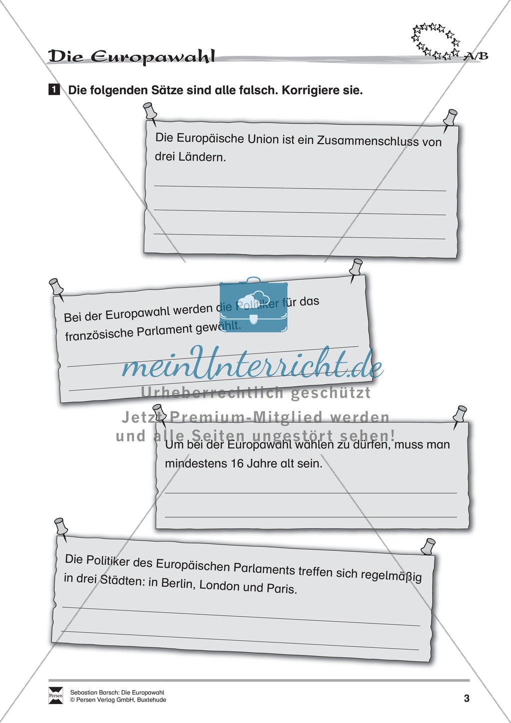 Die Europawahl: Infotext und Arbeitsblätter Preview 3