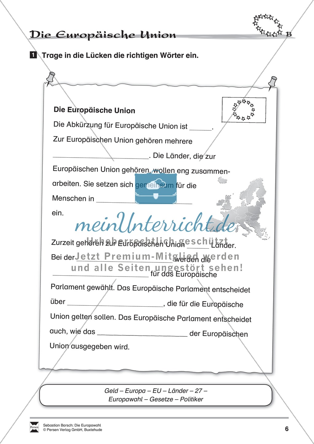 Die Europawahl: Infotext und Arbeitsblätter Preview 6