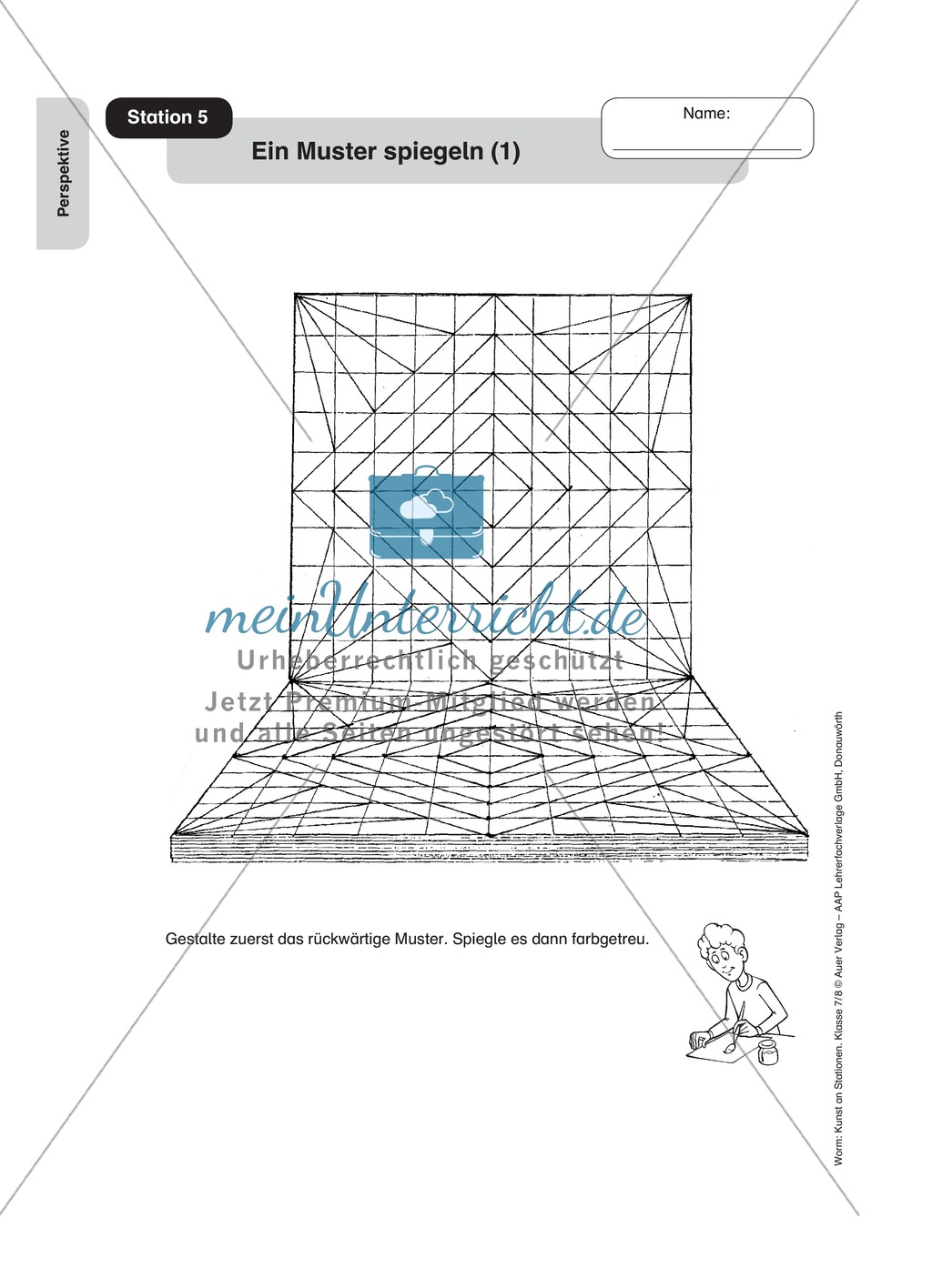 Perspektive: Ein Muster spiegeln. Arbeitsmaterial Preview 1
