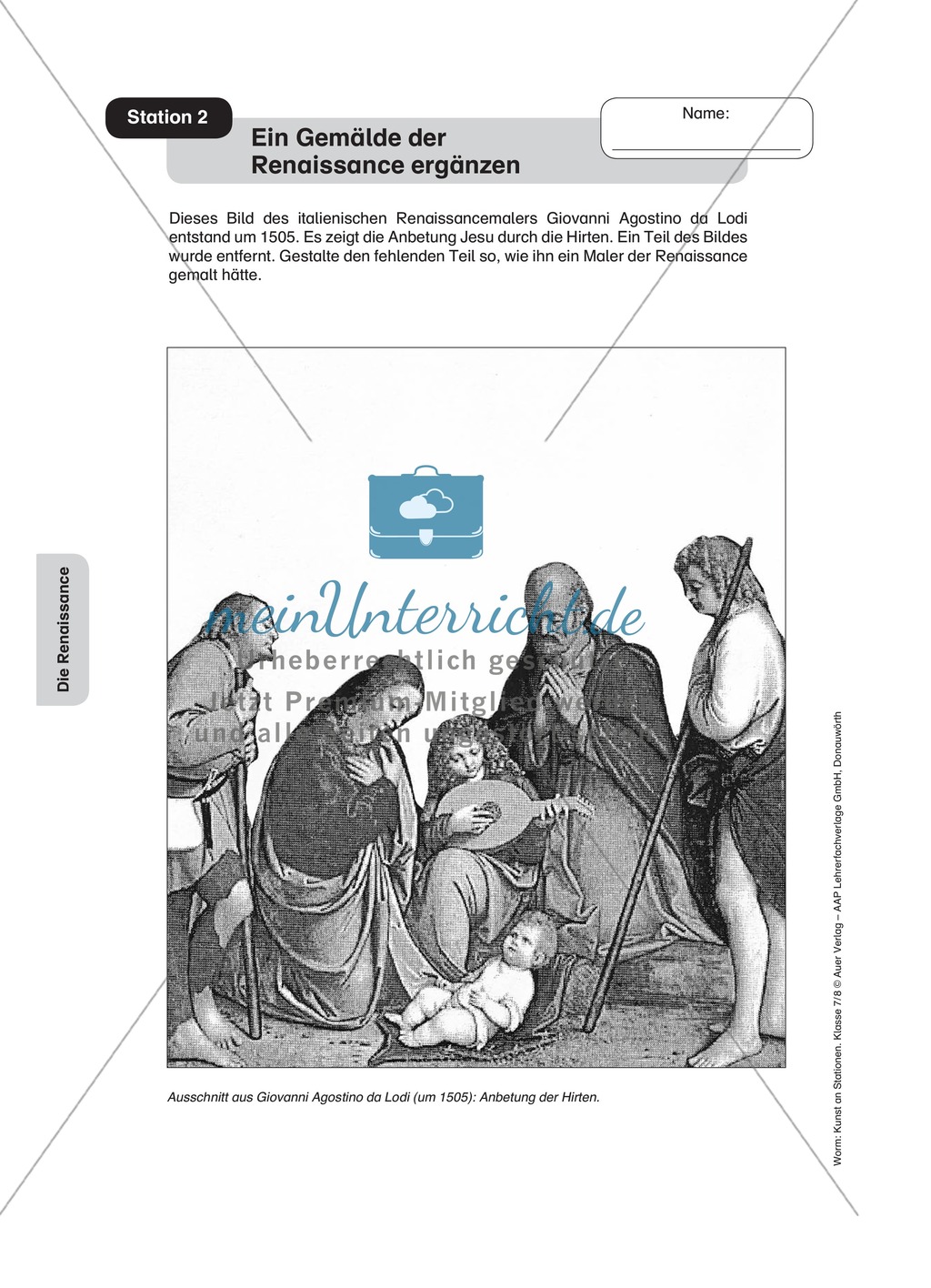 Renaissance: Ein Gemälde der Renaissance ergänzen. Arbeitsmaterial Preview 1