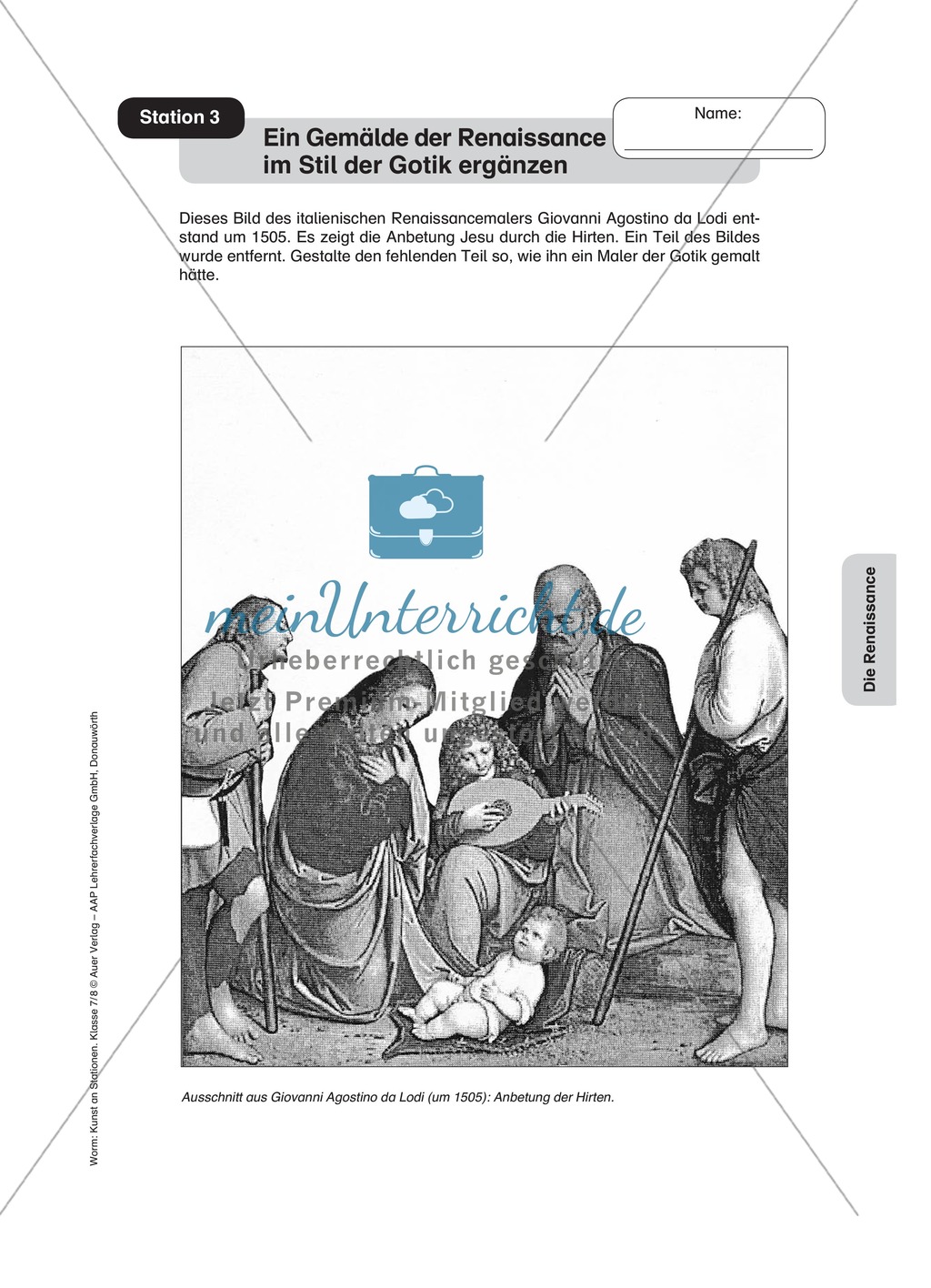 Renaissance: Ein Gemälde der Renaissance im Stil der Gotik ergänzen. Arbeitsmaterial Preview 1