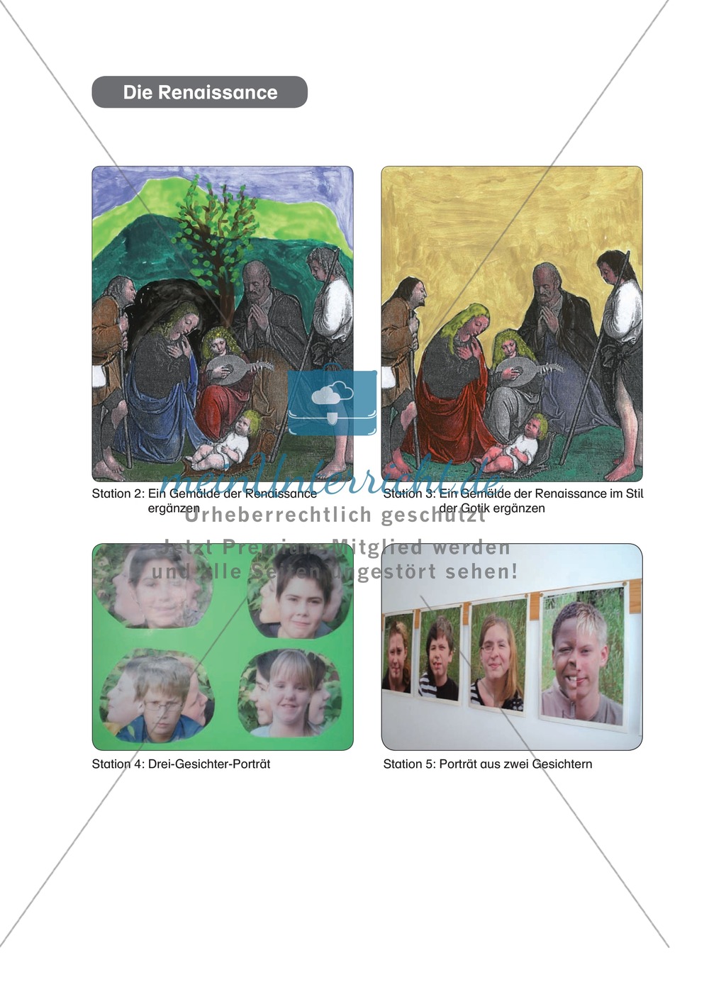 Renaissance: Drei-Gesichter-Porträt. Arbeitsmaterial Preview 2