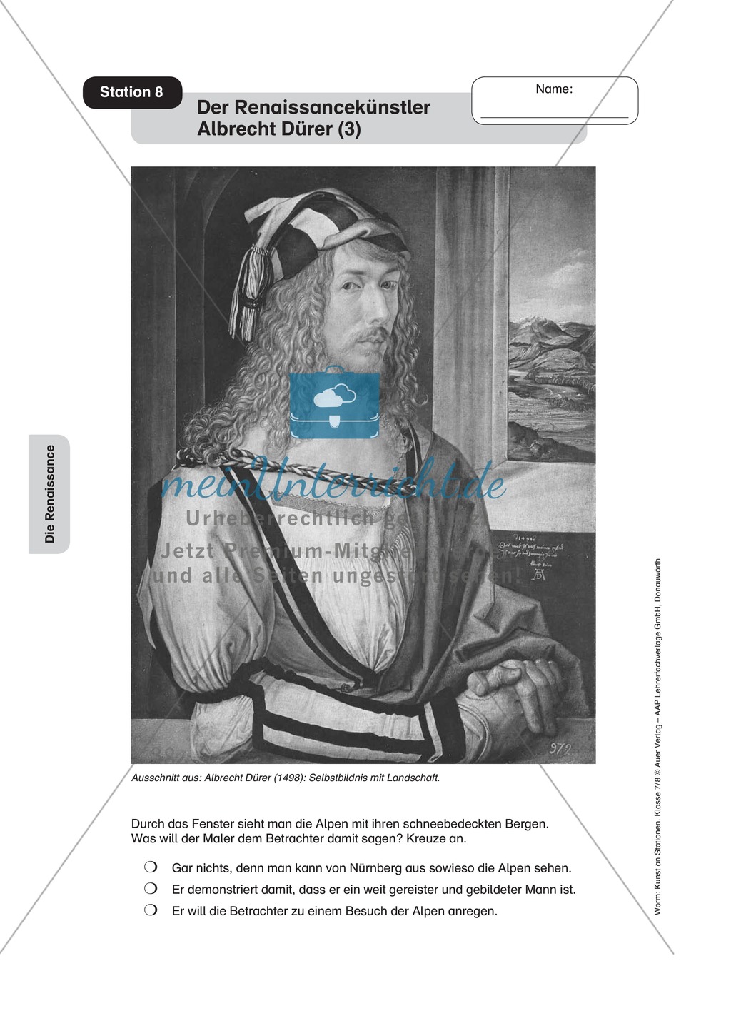 Renaissance: Albrecht Dürer. Arbeitsmaterial Preview 3