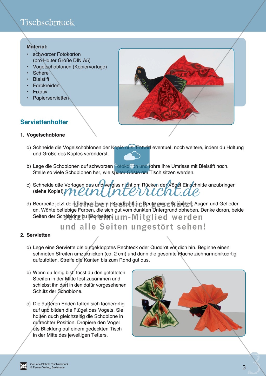 Tischschmuck: Serviettenhalter + Lehrerhinweise Preview 2
