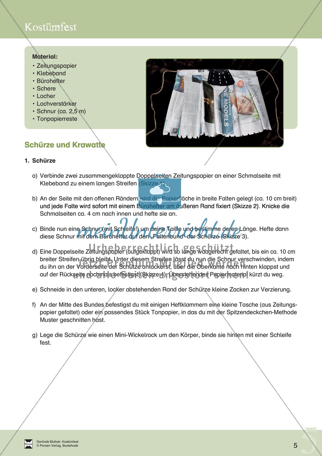Kostümfest: Schürze und Krawatte aus Papier Preview 2