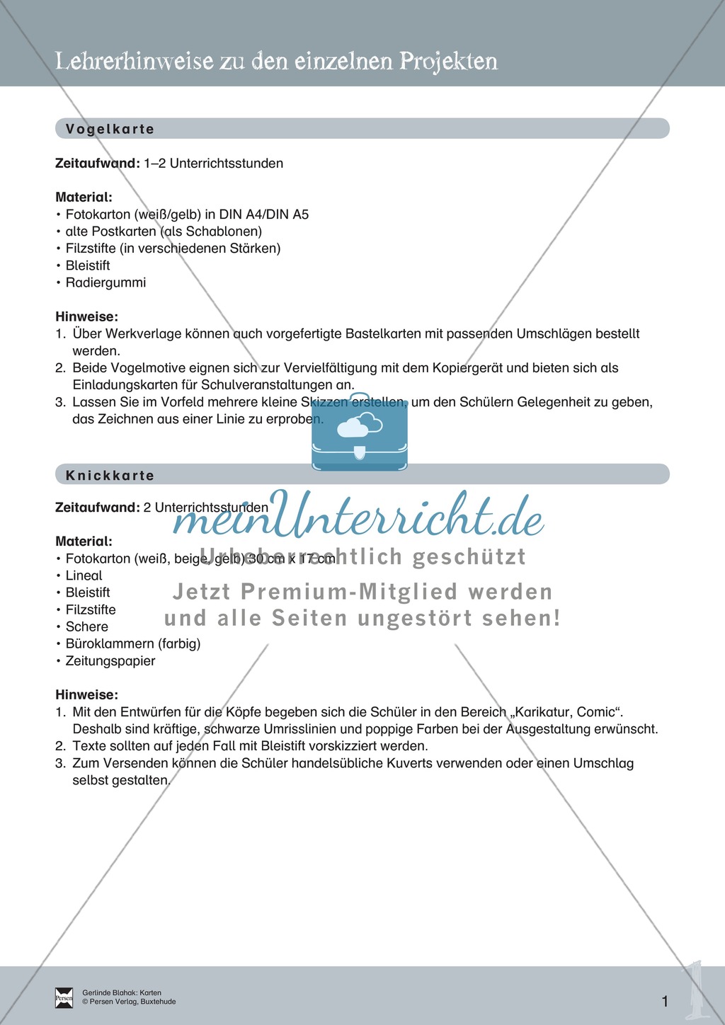 Karten selbst gestalten: Vogelkarte + Lehrerhinweise Preview 1