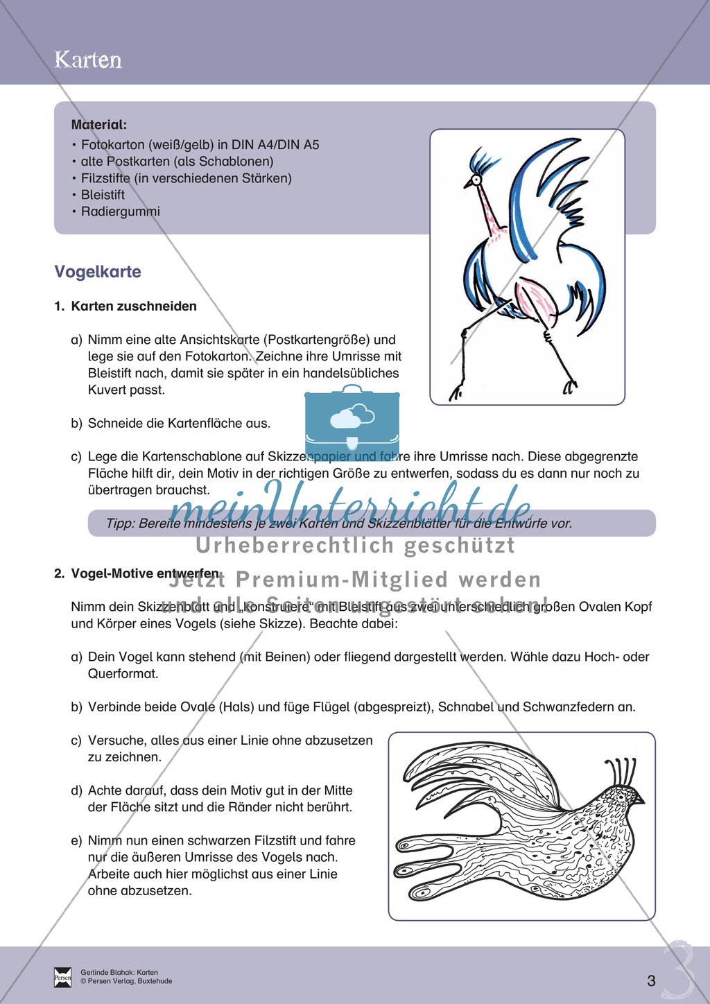 Karten selbst gestalten: Vogelkarte + Lehrerhinweise Preview 2
