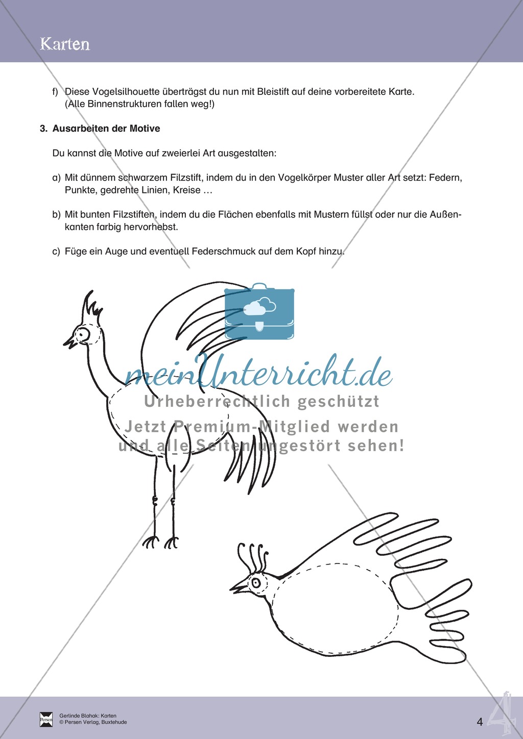 Karten selbst gestalten: Vogelkarte + Lehrerhinweise Preview 3