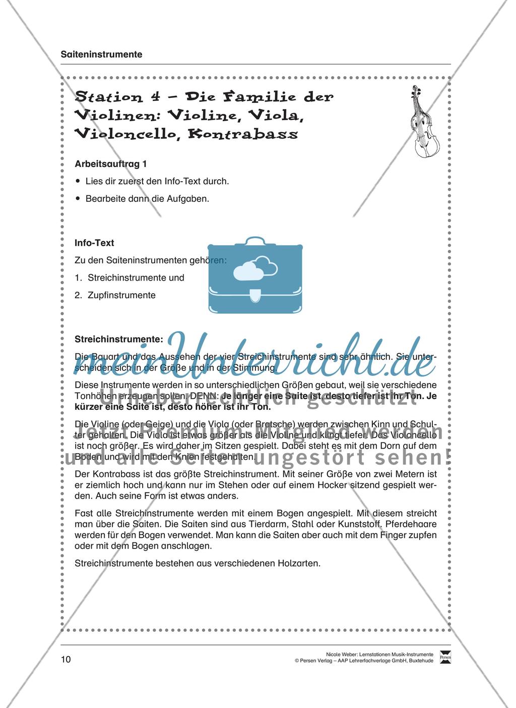 Station 4: Die Familie der Violinen: Violine, Viola, Violoncello, Kontrabass Preview 1