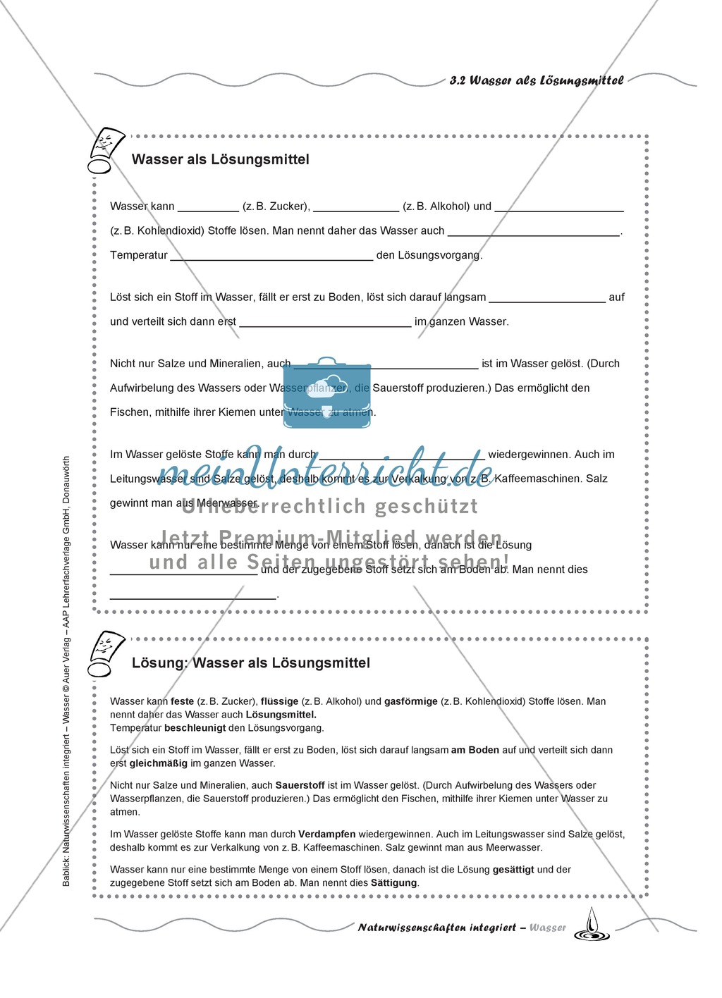 Wasser als Lösungsmittel - mit vielen Experimenten + Lückentext + Folien Preview 6
