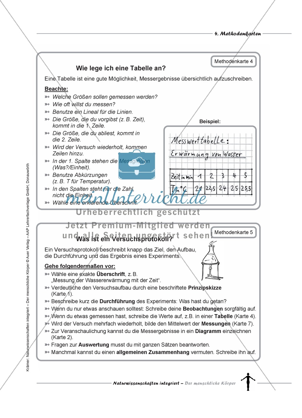 Methodenkarten: Prinzipskizze, Diagramme, Tabellen, Versuchsprotokolle, Vorträge Preview 3