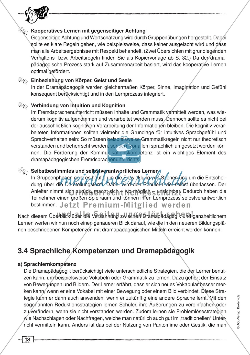 Dramapädagogik: Unterschied zur Theaterpädagogik, drei Phasen des Pädagogikunterrichts, Kompetezen Preview 6
