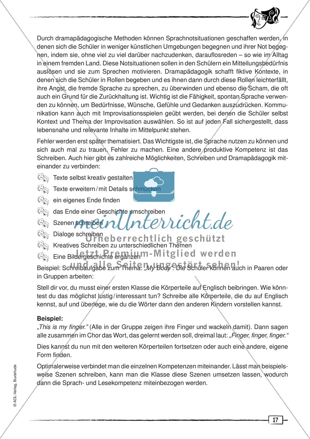 Didaktischer Artikel zur Theorie der Dramapädagogik: Beschreibung + Erwerb sprachlicher Kompetenzen durch Dramaturgie Preview 9