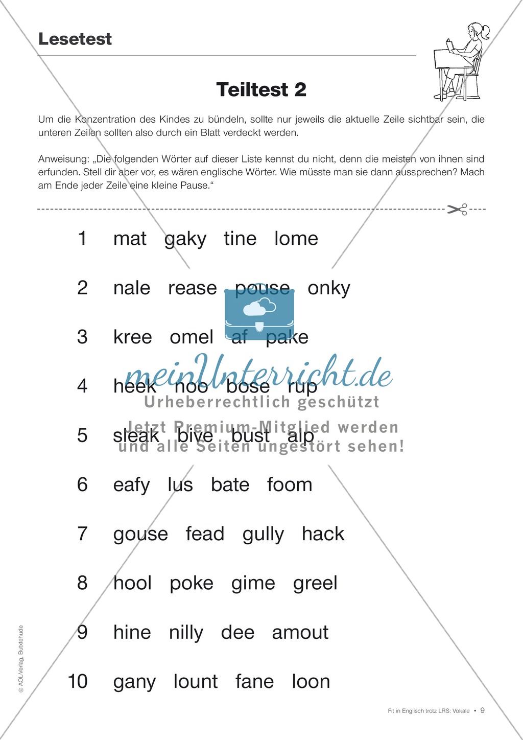 Tests und Diagnosebögen zu Vokalen für LRS-Kinder im Englischunterricht: Übungen + Spiele Preview 6