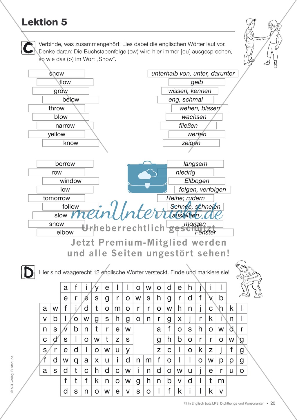 Tests und Diagnosebögen zu Diphthongen und Konsonanten für LRS-Kinder im Englischunterricht: Übungen + Spiele Preview 25