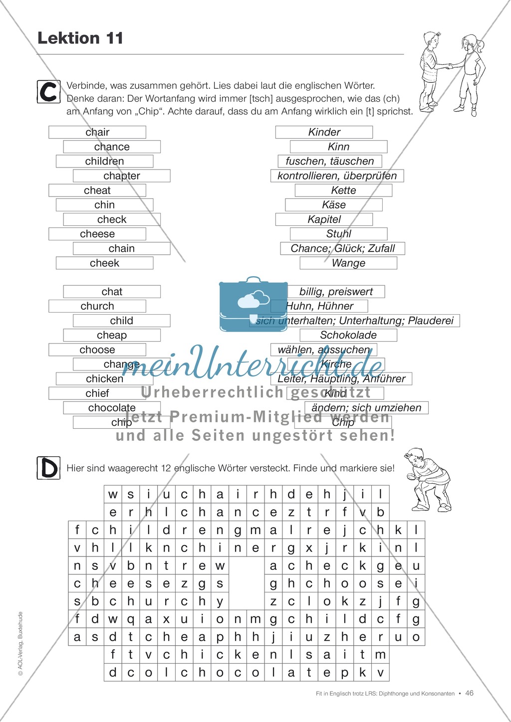 Tests und Diagnosebögen zu Diphthongen und Konsonanten für LRS-Kinder im Englischunterricht: Übungen + Spiele Preview 43