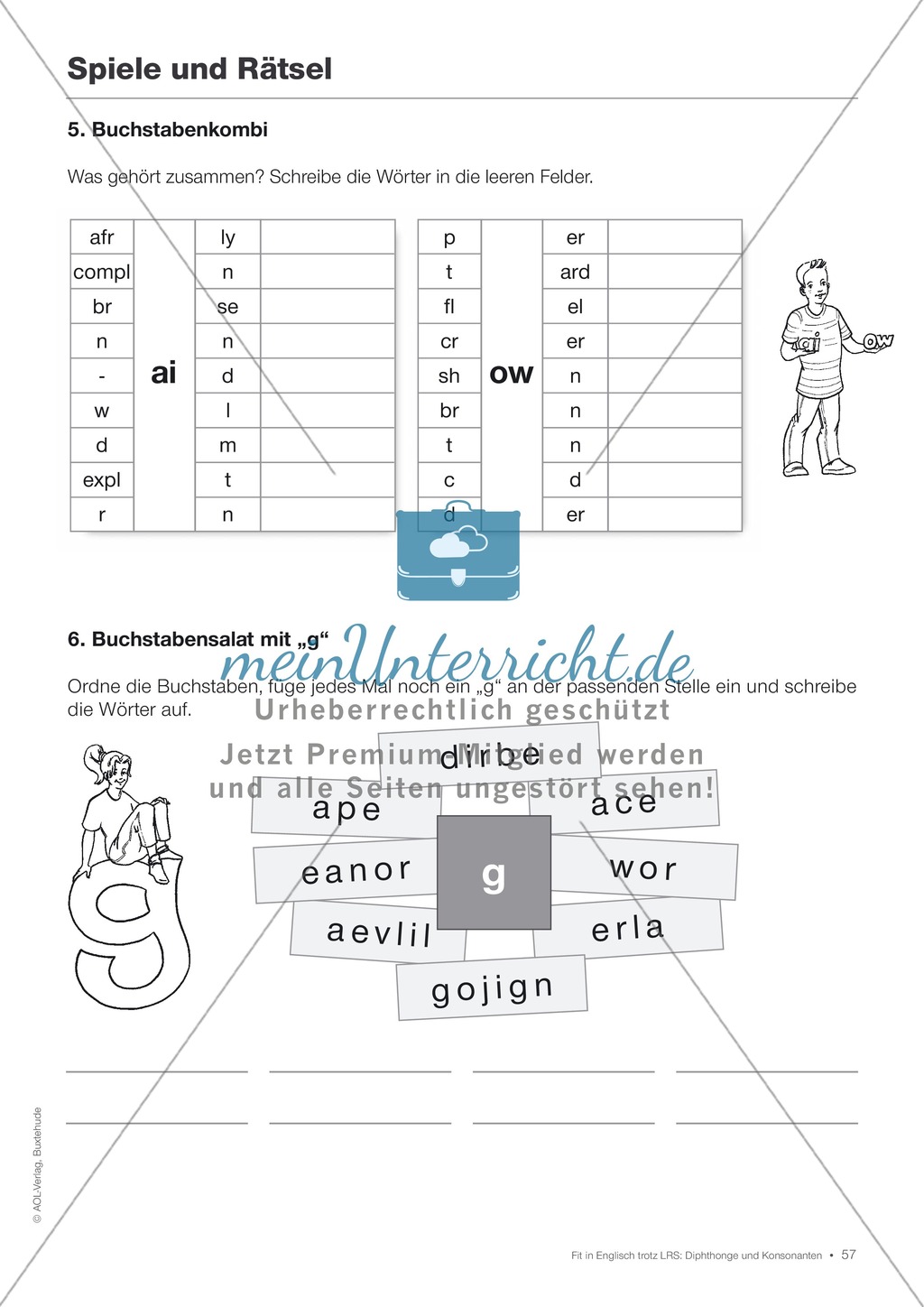 Tests und Diagnosebögen zu Diphthongen und Konsonanten für LRS-Kinder im Englischunterricht: Übungen + Spiele Preview 54