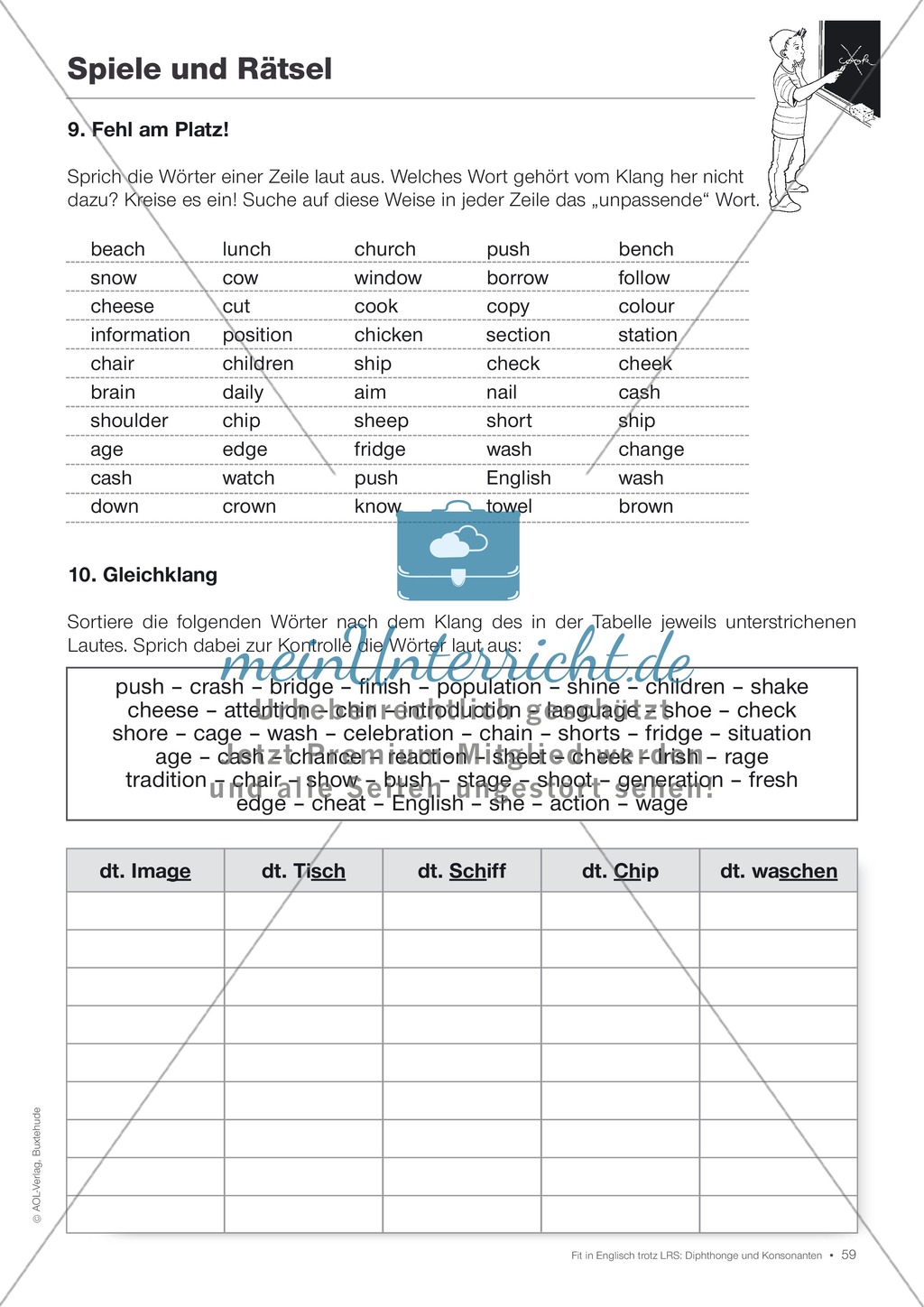 Tests und Diagnosebögen zu Diphthongen und Konsonanten für LRS-Kinder im Englischunterricht: Übungen + Spiele Preview 56
