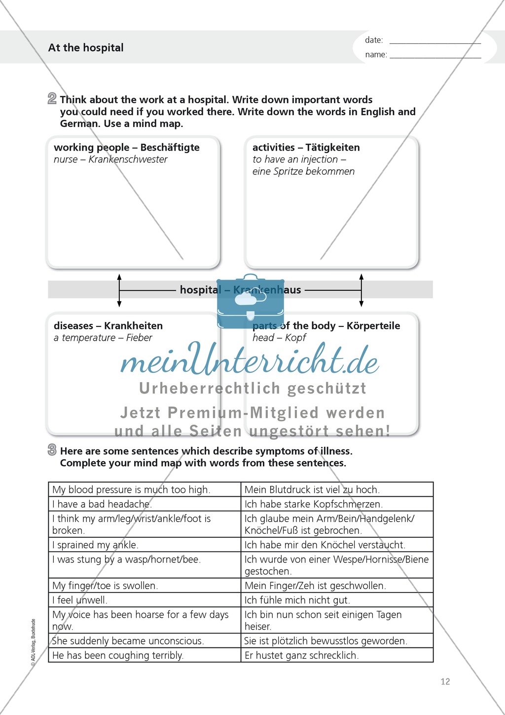 Exercises related to everyday working life: at the hospital - writing a description and a conversation with patients + simple past + cloze Preview 2