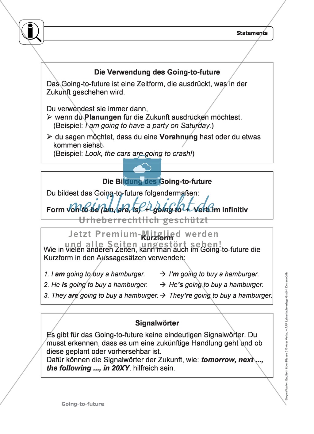 Going-to-future bei statements: Erklärung, Übungen + Lösungen Preview 1