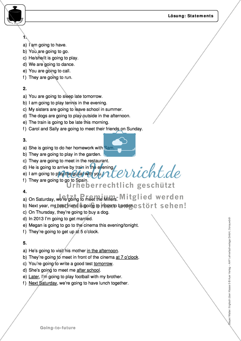 Going-to-future bei statements: Erklärung, Übungen + Lösungen Preview 5