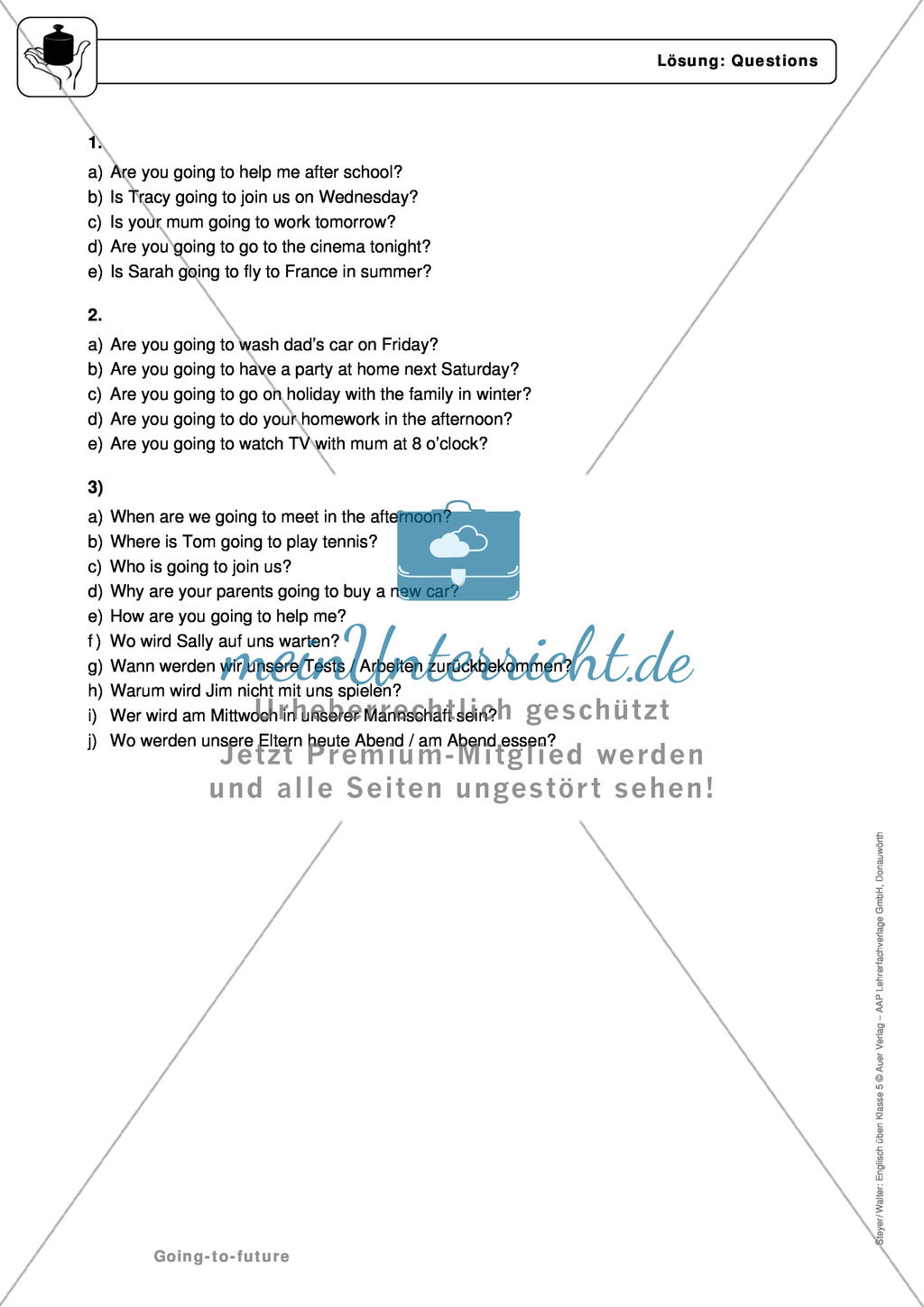 Going-to-future bei questions: Erklärung, Übungen + Lösungen Preview 4