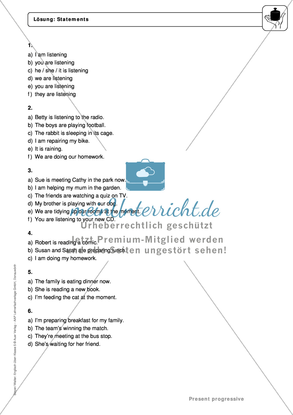 Present progressive bei statements: Erklärung, Übungen + Lösungen Preview 4