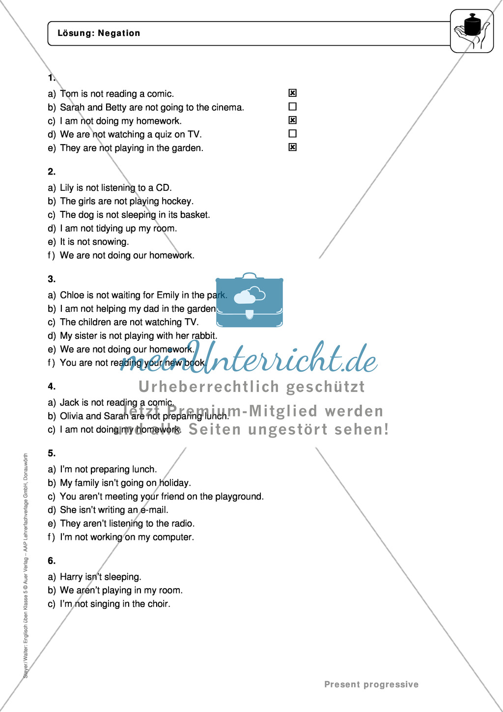Present progressive bei negations: Erklärung, Übungen + Lösungen Preview 4