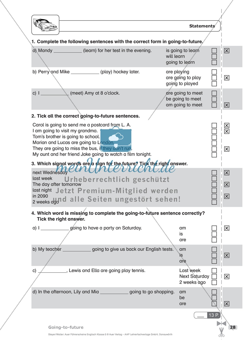 Going-to-future bei statements: Schnelltest zur Lernstandserfassung Preview 2