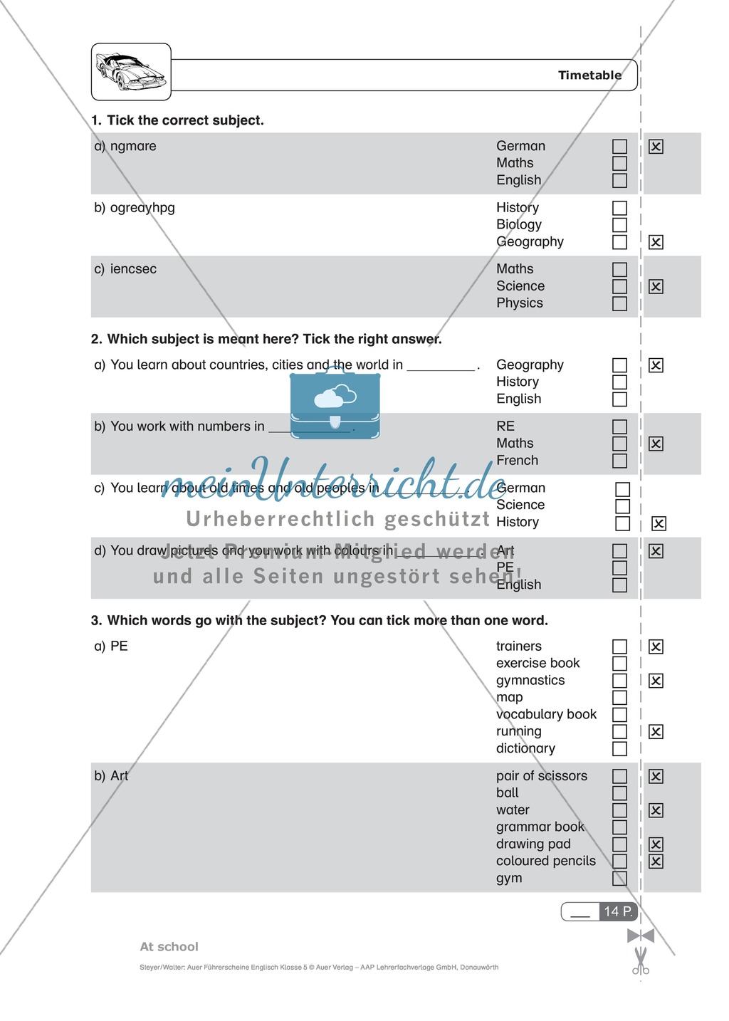 At school - Timetables: Schnelltest zur Lernstandserfassung Preview 2